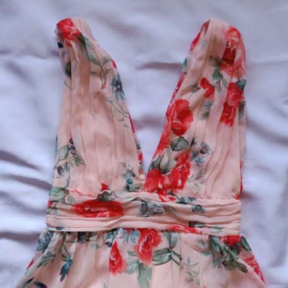NWT Lulu's Garden Meandering Blush Floral Print Maxi Small V-Neck Sleeveless - Picture 4 of 13